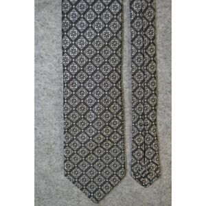 IKE Behar Necktie Men One Size Gray Floral Geometric Silk Textured Woven Tie USA